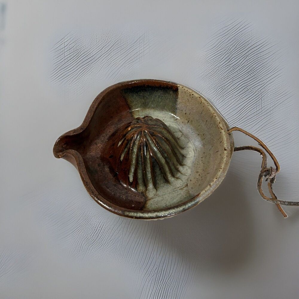Vintage Studio Art Hand Thrown Pottery Citrus Juicer Brown Glaze 6”